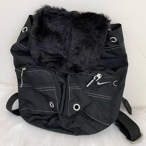 Nike Y2K women’s black fur mini backpack